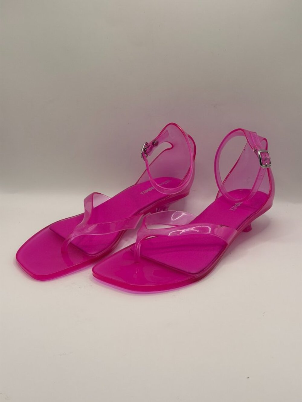 Jeffrey Campbell Womens Gummy Pink Ankle Wrap Kitten Heel Thong Sandals Sz 10